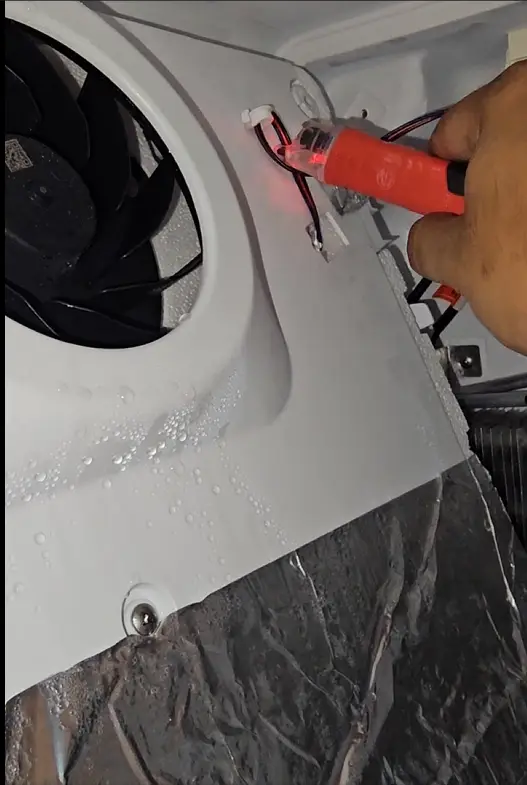 Testing refrigerator evaporator fan motor with power supply